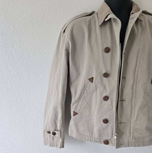 Ralph Lauren Blue Label Vintage Canvas Cotton Jacket Corduroy Collar size Small - Picture 3 of 16